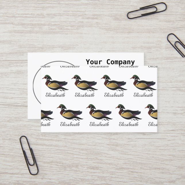 Beautiful Wood Duck Swimming Business Card (Front/Back In Situ)