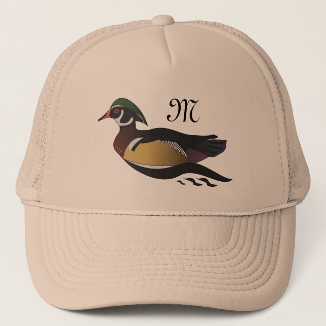 Beautiful Wood Duck Swimming Trucker Hat (Front)
