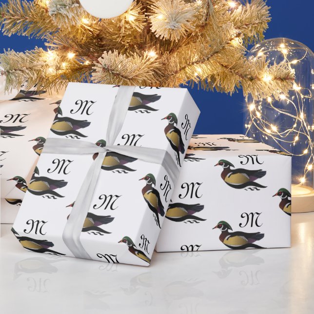 Beautiful Wood Duck Swimming Wrapping Paper (Holidays)