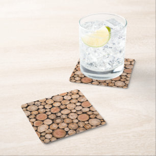 beautiful wood square paper coaster