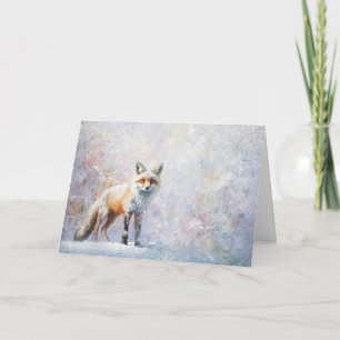 Beautiful Woodland Animals Fox In Snow Greeting Card