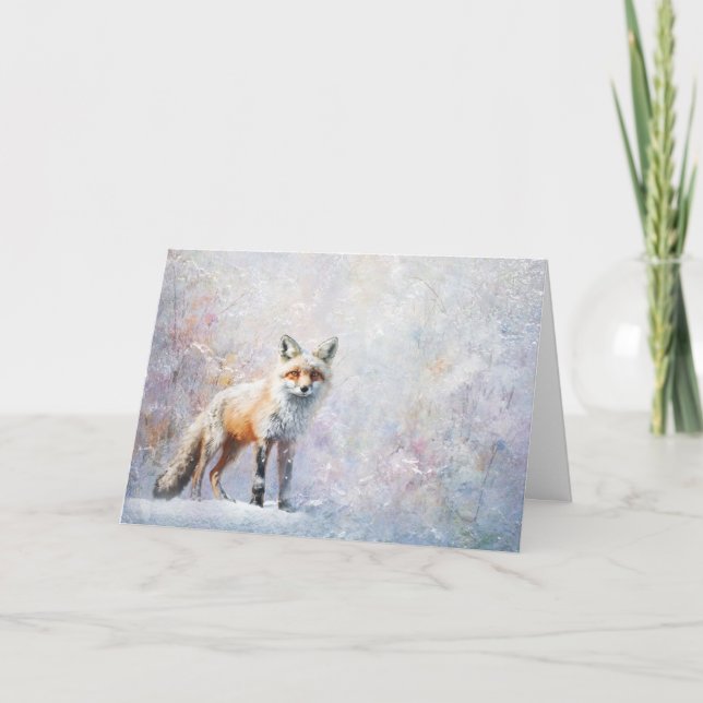 Beautiful Woodland Animals Fox In Snow Greeting  Card (Front)