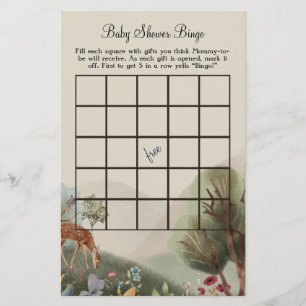 Beautiful Woodland Illustration Baby Bingo Flyer