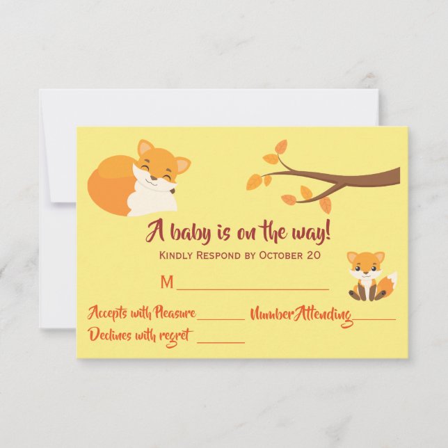 Beautiful Woodland Theme Baby Shower RSVP Card (Front)