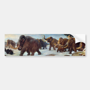 Beautiful woolly mammoths in snow bumper stiker bumper sticker