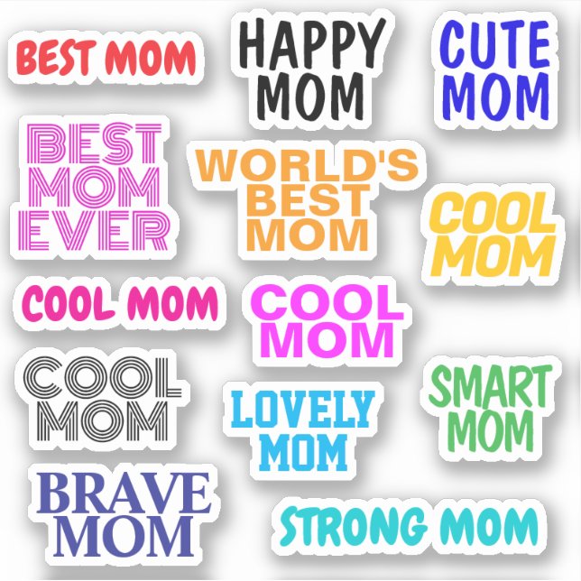Beautiful Words for Cool Mum | Cute Stickers (Front)