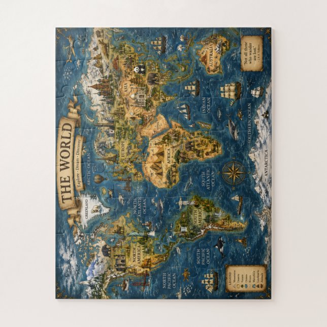 Beautiful World Map Jigsaw Puzzle (Vertical)