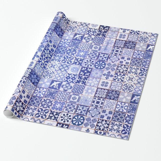 Beautiful wrapping paper with Azulejos pattern (Unrolled)