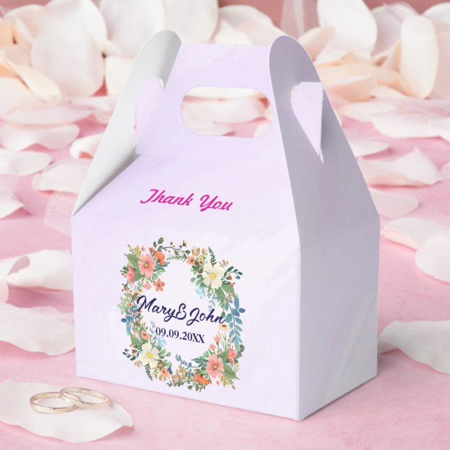 Beautiful wreath pink romantic wedding favour box (Wedding)