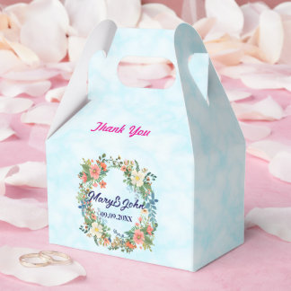 Beautiful wreath pink romantic wedding favour box