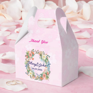 Beautiful wreath pink romantic wedding favour box