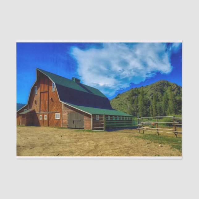 Beautiful Wyoming Barn with Green Roof Tissue Paper (Front)