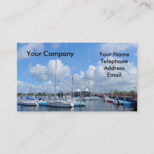 Beautiful Yacht Harbour with Sailing Ships Business Card