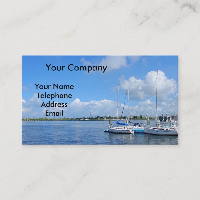 Beautiful Yacht Harbour with Sailing Ships Business Card (Front)
