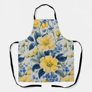 Beautiful Yellow and Blue Flowers Apron
