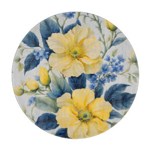 Beautiful Yellow and Blue Flowers Cutting Board