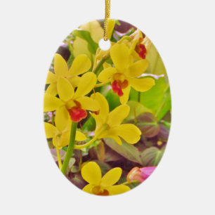 Beautiful Yellow autumn orchids Ceramic Tree Decoration