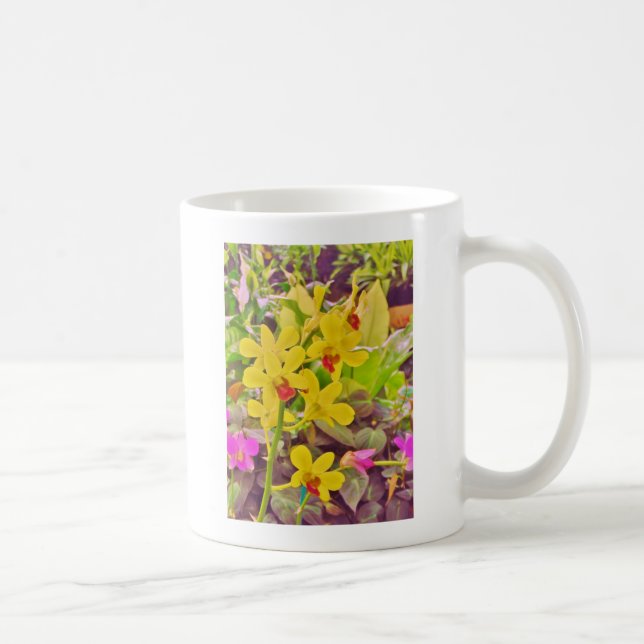 Beautiful Yellow autumn orchids Coffee Mug (Right)