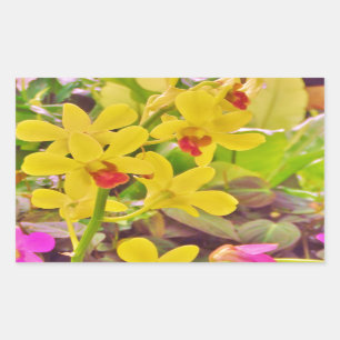 Beautiful Yellow autumn orchids Rectangular Sticker