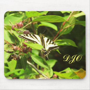 Beautiful Yellow Black Butterfly on Crabapple Tree Mouse Mat