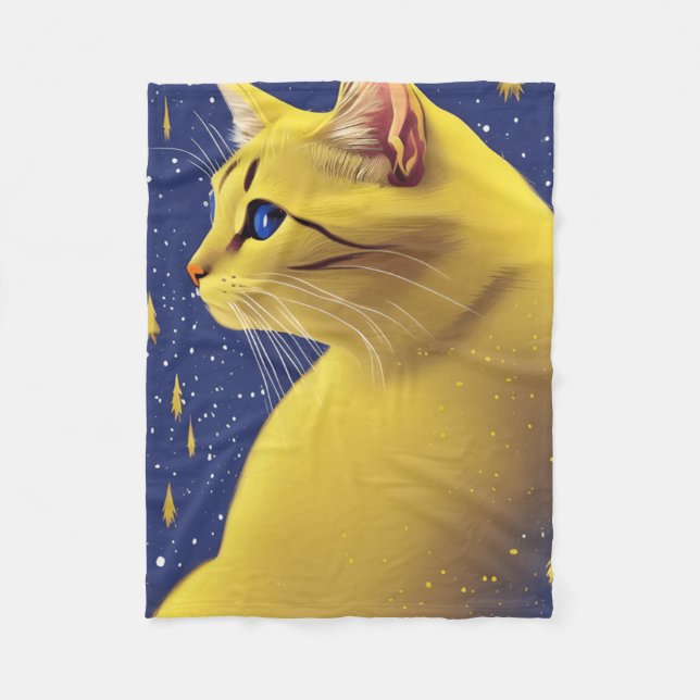 Beautiful Yellow Cat with Blue Eyes  Fleece Blanket (Front)