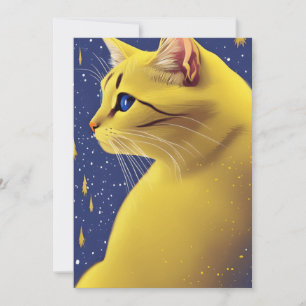 Beautiful Yellow Cat with Blue Eyes Holiday Card
