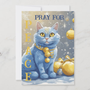 Beautiful Yellow Cat with Blue Eyes - ukraine Holiday Card