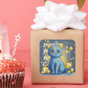 Beautiful Yellow Cat with Blue Eyes - ukraine Square Sticker
