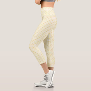 Beautiful Yellow Circles on White Background Capri Leggings