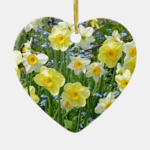 Beautiful yellow daffodil garden ceramic tree decoration