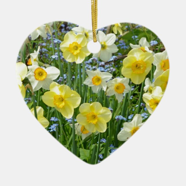 Beautiful yellow daffodil garden ceramic tree decoration (Front)