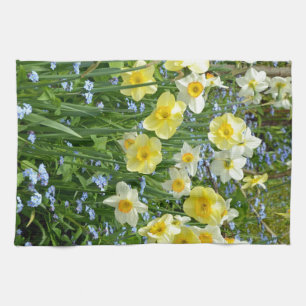 Beautiful yellow daffodil garden tea towel