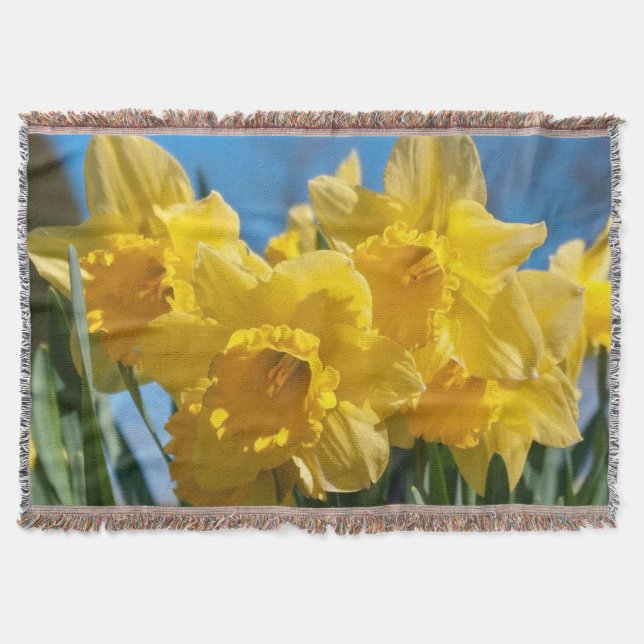 Beautiful Yellow Daffodils Throw Blanket (Front)