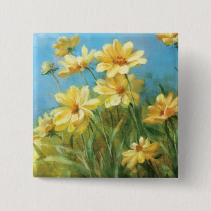 Beautiful Yellow Daisies 15 Cm Square Badge