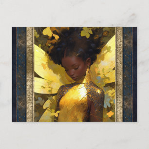 Beautiful Yellow Fairy Woman Fantasy Art Postcard