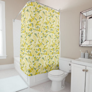 Beautiful yellow  floral art shower curtain
