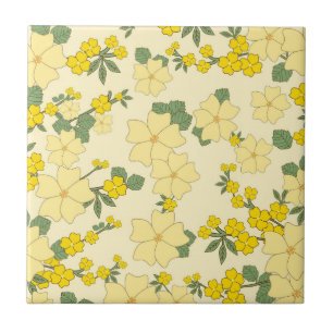 Beautiful yellow  floral art tile