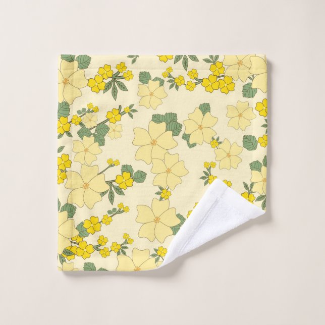 Beautiful yellow  floral art wash cloth (Wash Cloth)