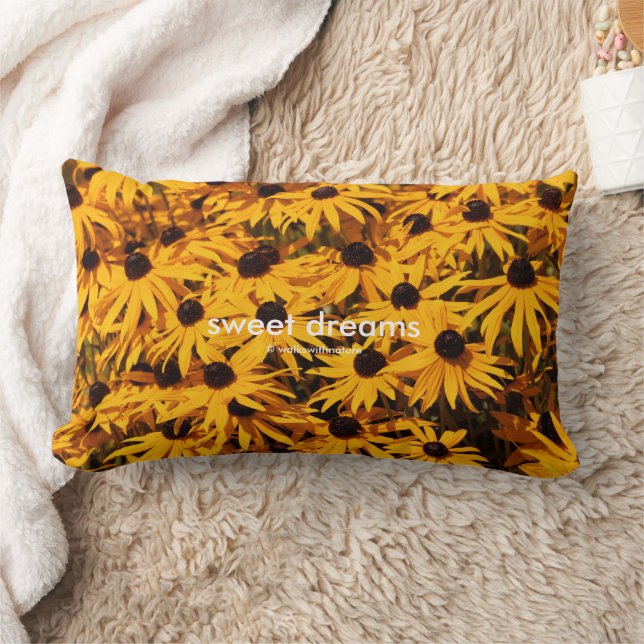 Beautiful Yellow Floral Rudbeckia Coneflowers Lumbar Cushion (Blanket)