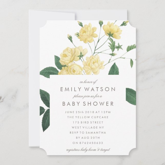 Beautiful Yellow Flower Baby Shower Invitation (Front)