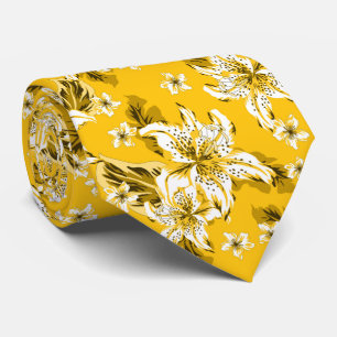 Beautiful yellow flower pattern tie