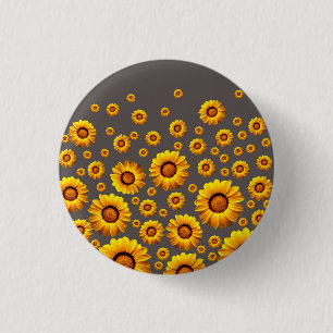 Beautiful yellow flowers on grey background 3 cm round badge