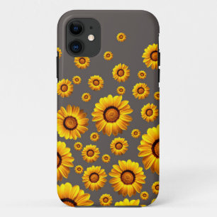 Beautiful yellow flowers on grey background iPhone 11 case