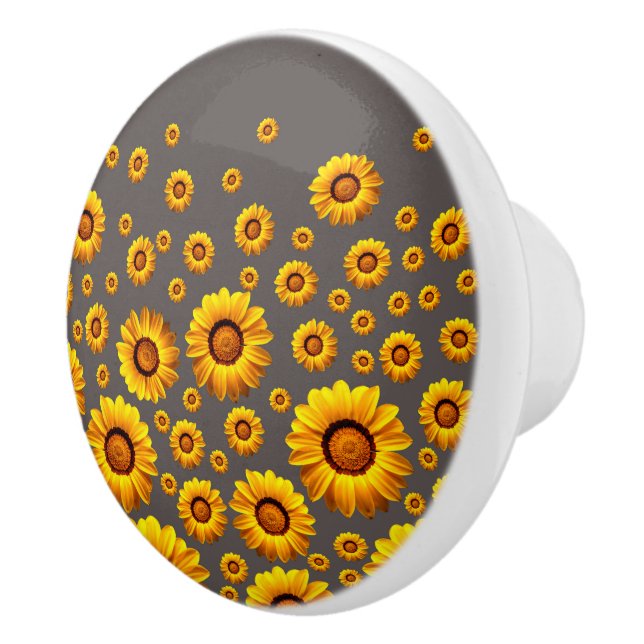 Beautiful yellow flowers on grey background  ceramic knob (Right)