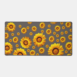 Beautiful yellow flowers on grey background   desk mat