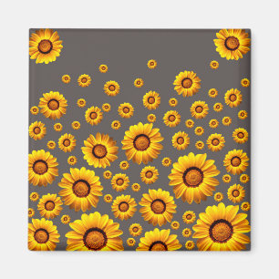 Beautiful yellow flowers on grey background   magnet