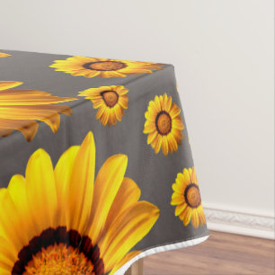 Beautiful yellow flowers on grey background   tablecloth