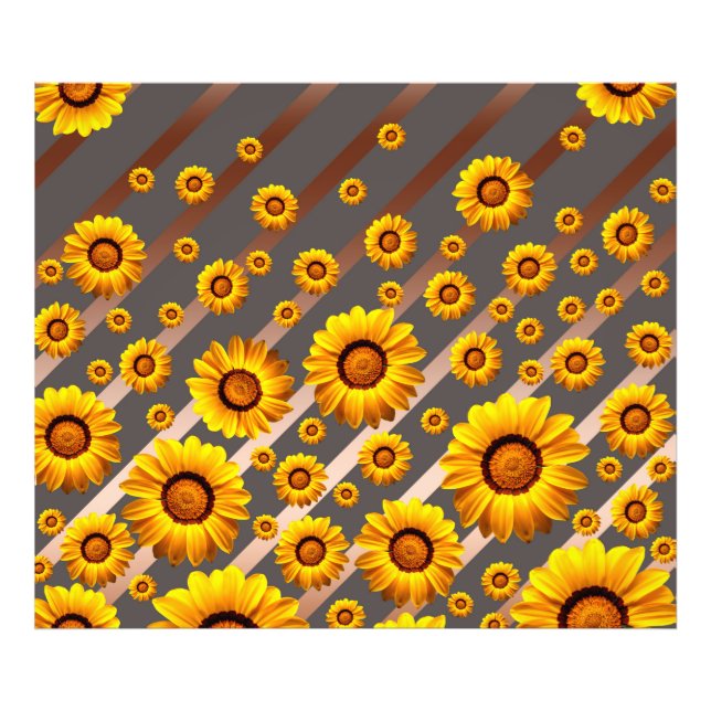 Beautiful yellow flowers on grey, brown stripes   photo print (Front)