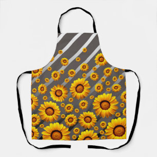 Beautiful yellow flowers on grey, silver stripes apron