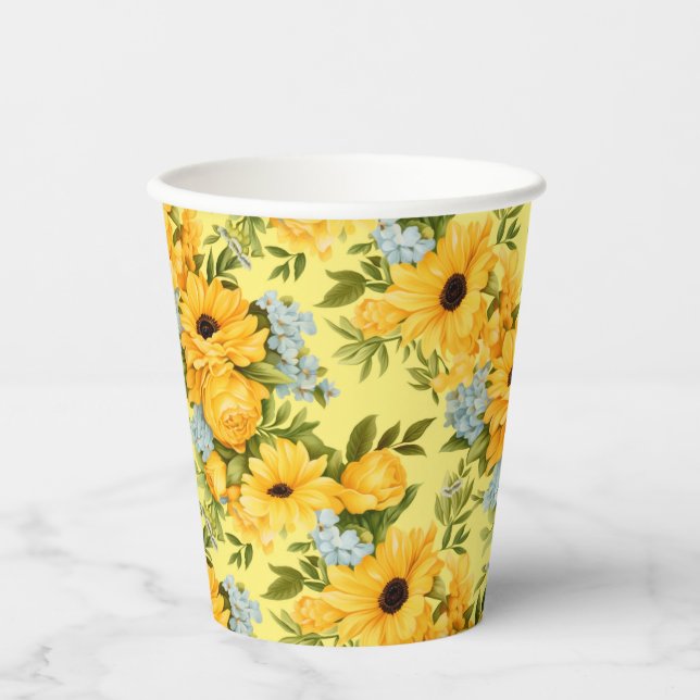 Beautiful yellow flowers paper cups (Front)